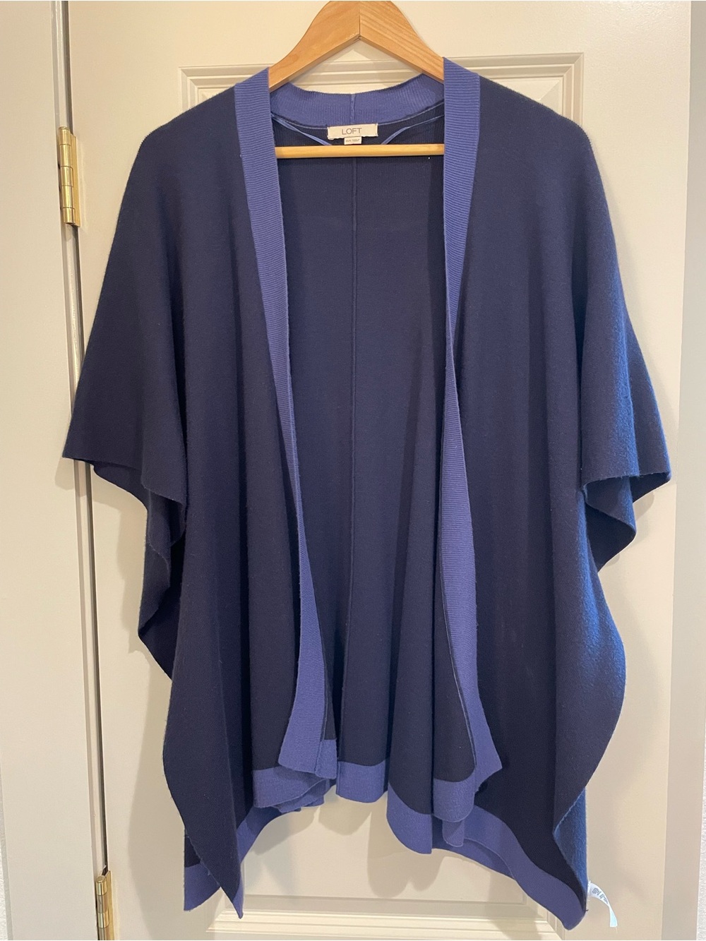 LOFT Navy Cardigan with Periwinkle Trim